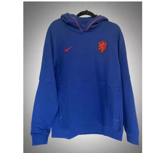 Nike Hoodie KNVB Netherlands Sweatshirt Large Blue Soccer Football Terry - Picture 1 of 6